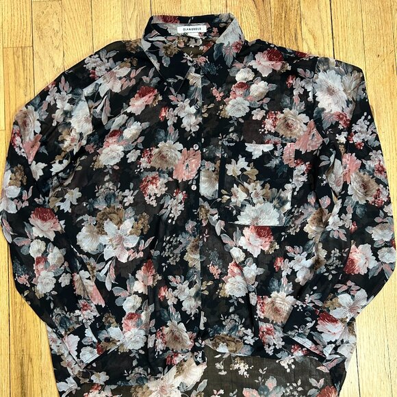 Glamorous Women's Sheer Black Floral Blouse - Picture 1 of 4